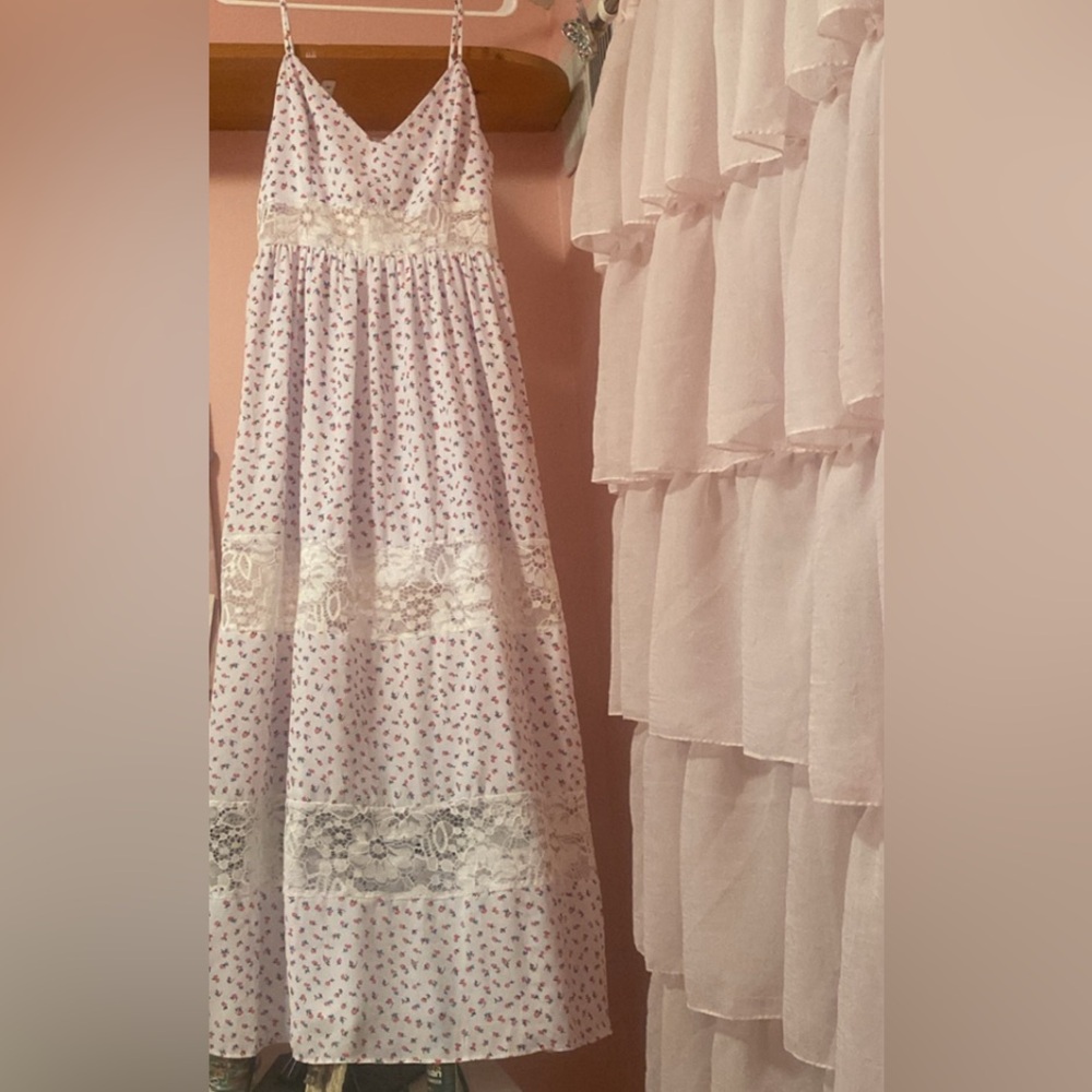 Guess Deea Lace Inset Floral Maxi Dress NWT